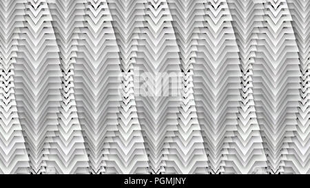 An optical art 3d illustration of abstract white drop decoration with moving down figures looking like children`s paper boats turned upside down and s Stock Photo